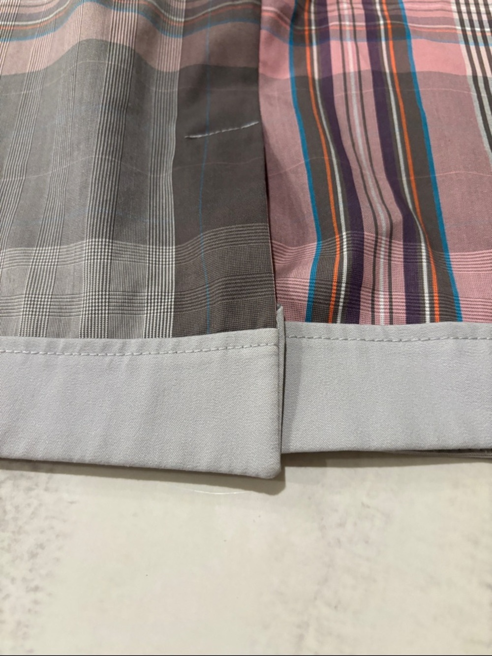 Light Gray Plaid Pocket Mini Skirt - Pink & Gray - Picture 9 of 11